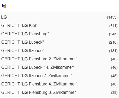 Vorschlagsliste für Gerichte