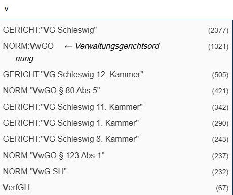 Vorschlag aus Liste übernehmen